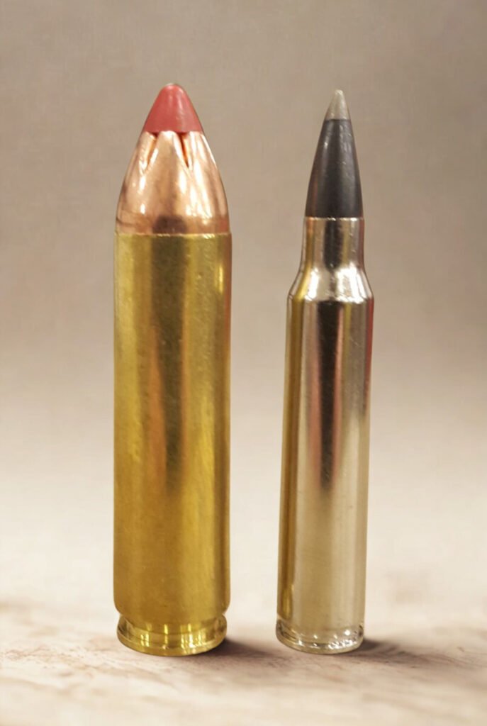 .450 Bushmaster (left), .223 Remington (right)